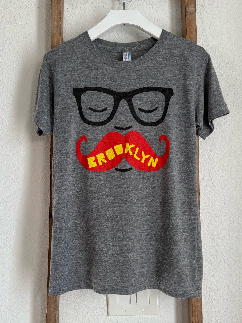 American Apparel Gnome Enterprises Kids Brooklyn Mustache Graphic T-Shirt sz: 12